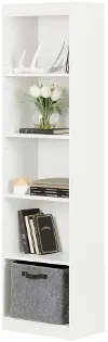 7250758 Axess White 5-Shelf Narrow Bookcase