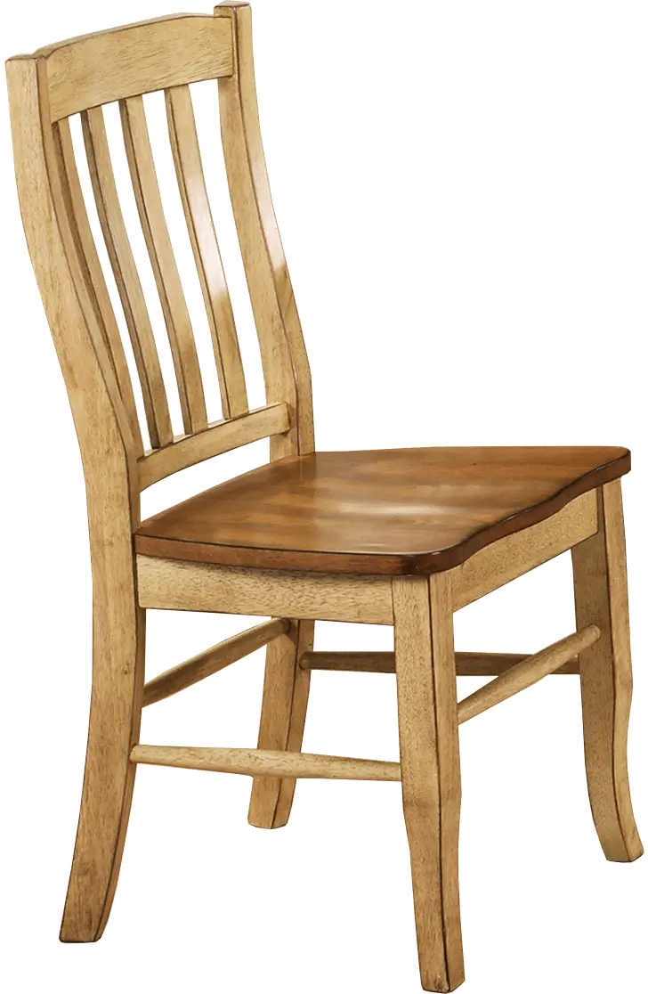 Light Brown Two Tone Slat Back Dining Room Chair - Quails Run Collection-2