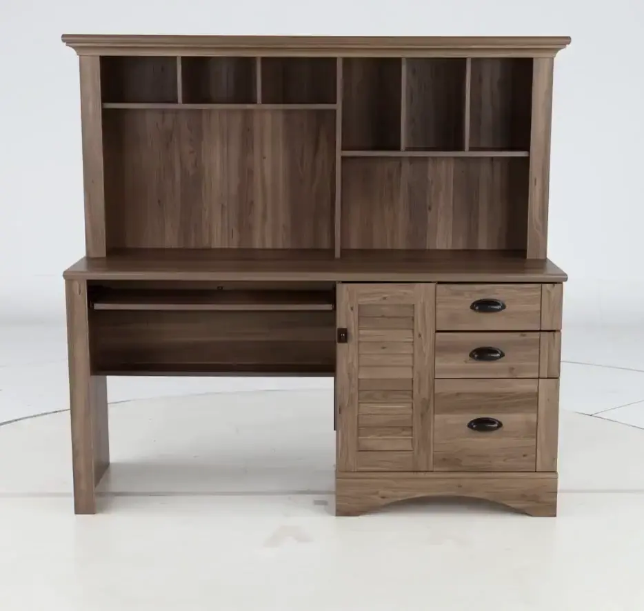 Harbor View Brown Computer Desk with Hutch-10