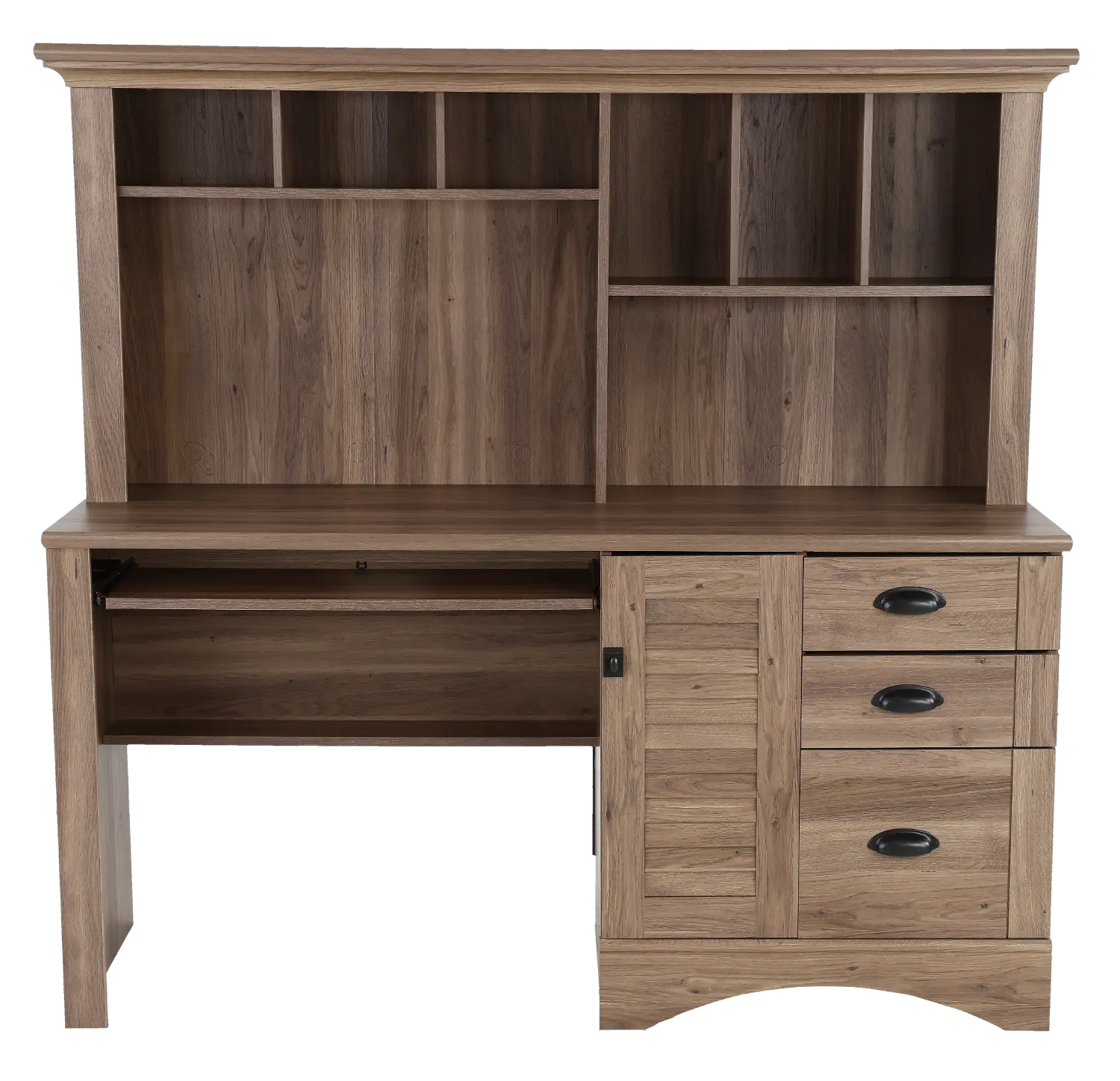 Harbor View Brown Computer Desk with Hutch-1