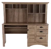 Harbor View Brown Computer Desk with Hutch