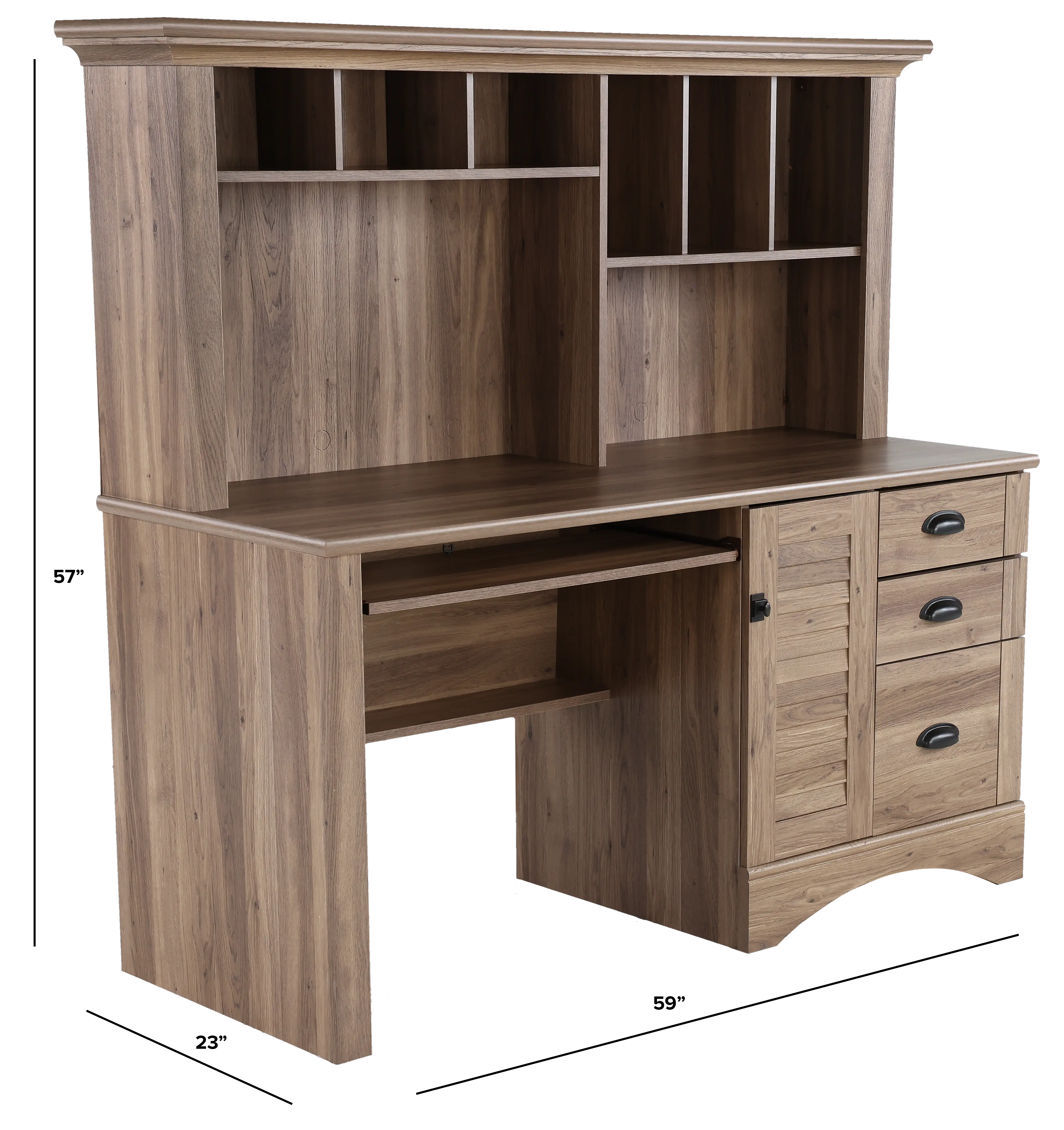 Harbor View Brown Computer Desk with Hutch-3