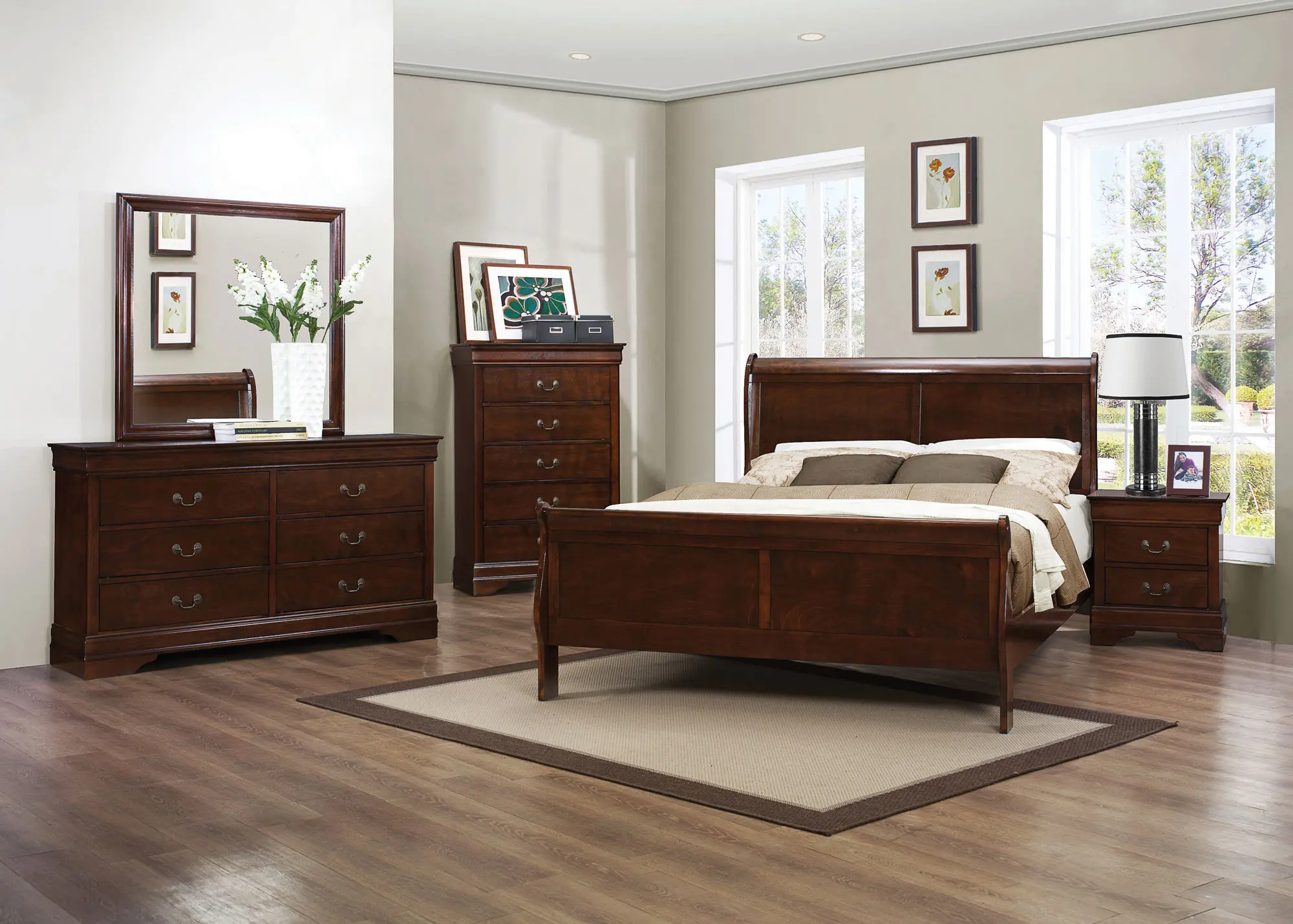 Mayville Cherry 4 Piece Full Bedroom Set-1