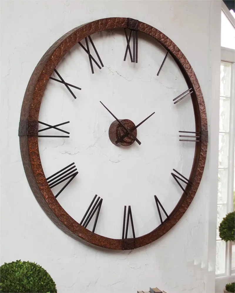 Round Hammered Copper 60 Inch Wall Clock
