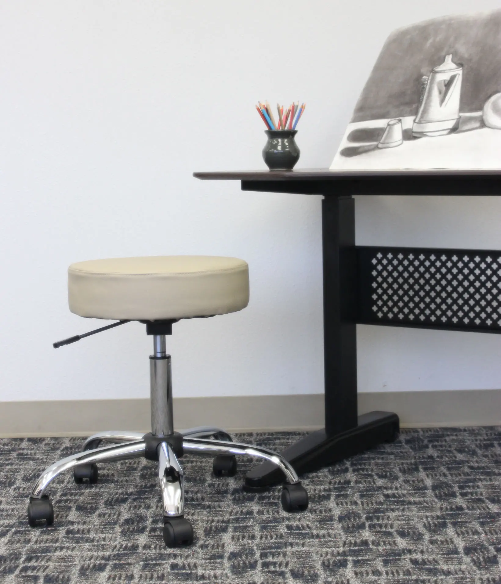 Beige Medical Office Chair Stool-2