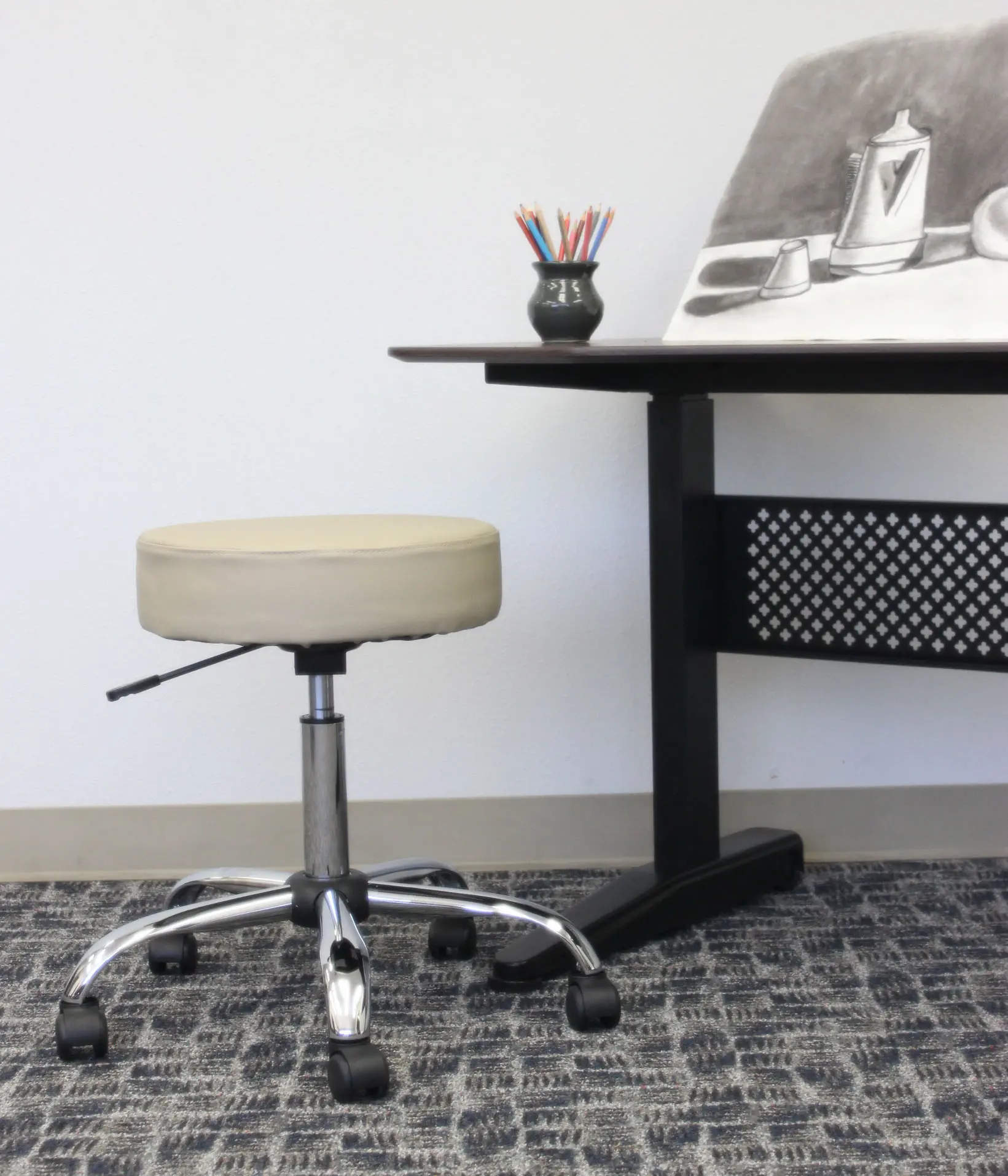 Beige Medical Office Chair Stool-2