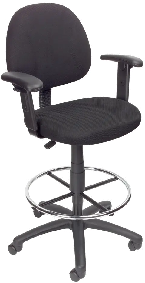 Black Contoured Adjustable Drafting Office Chair With Arms-1