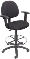 Black Contoured Adjustable Drafting Office Chair With Arms