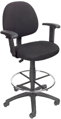Black Contoured Adjustable Drafting Office Chair With Arms