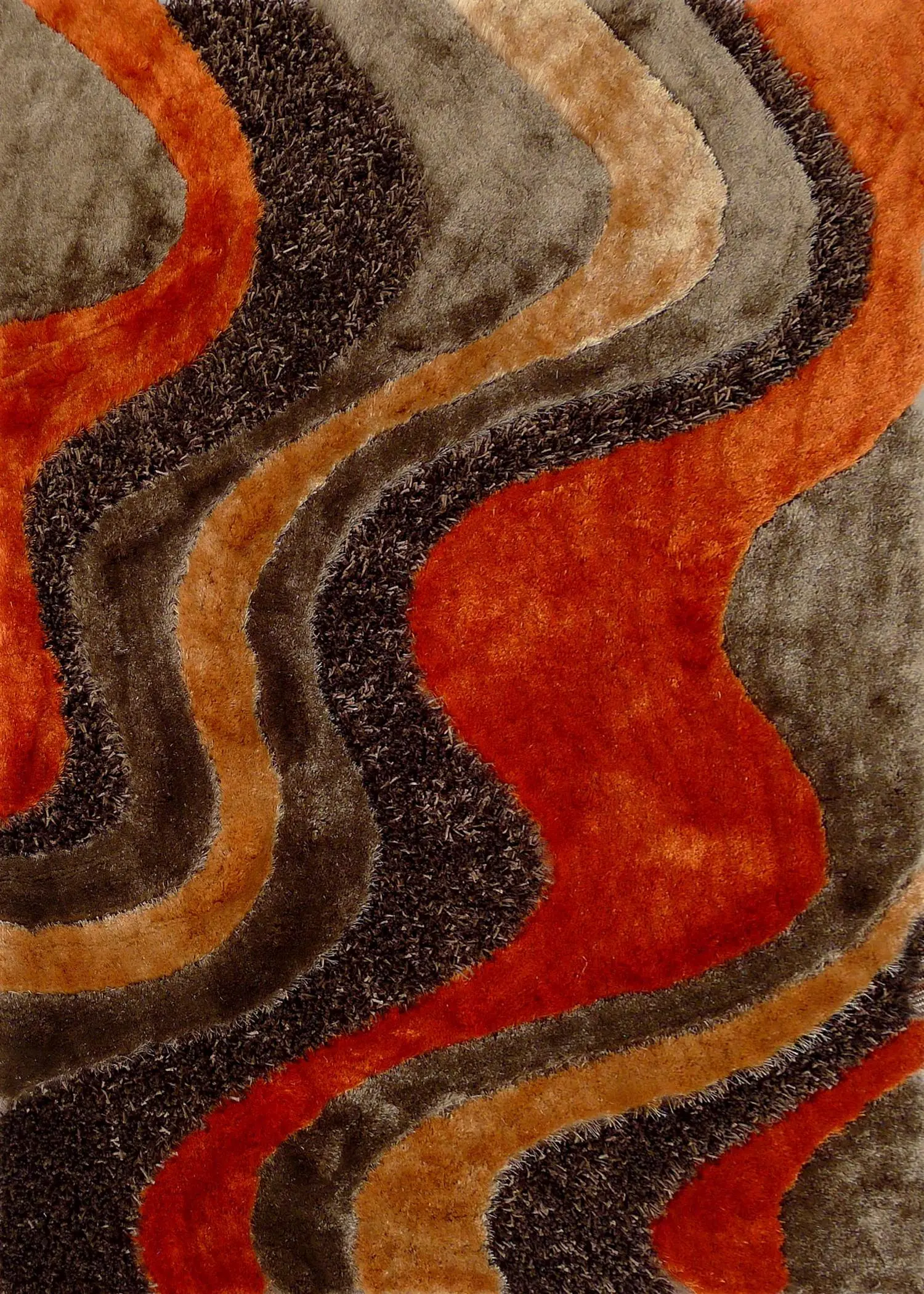 Viscose 8 x 10 Large Orange and Brown Area Rug-1
