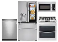 LG-SS-4PC-GAS-KIT LG 4 Piece Gas Kitchen Appliance Package with French Door in Door Refrigerator - Stainless Steel