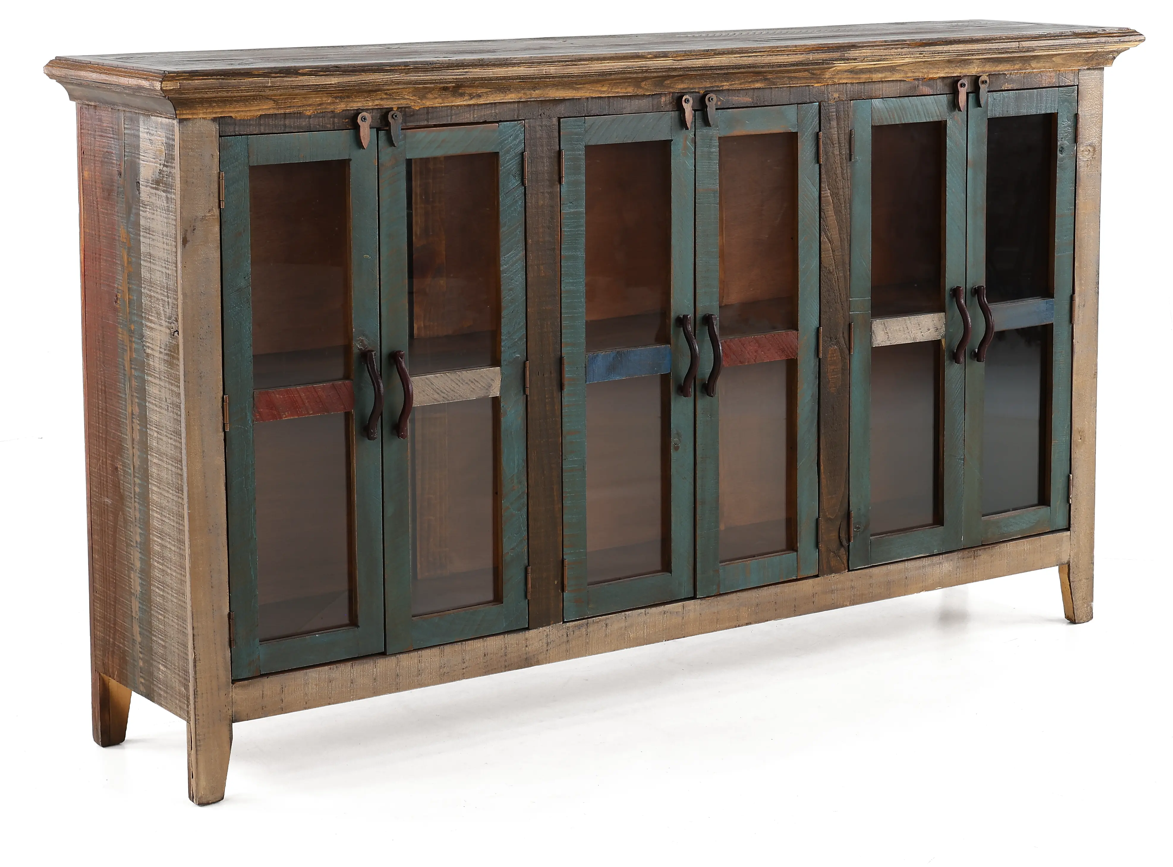 Antique Multi Colored Pine Console-2