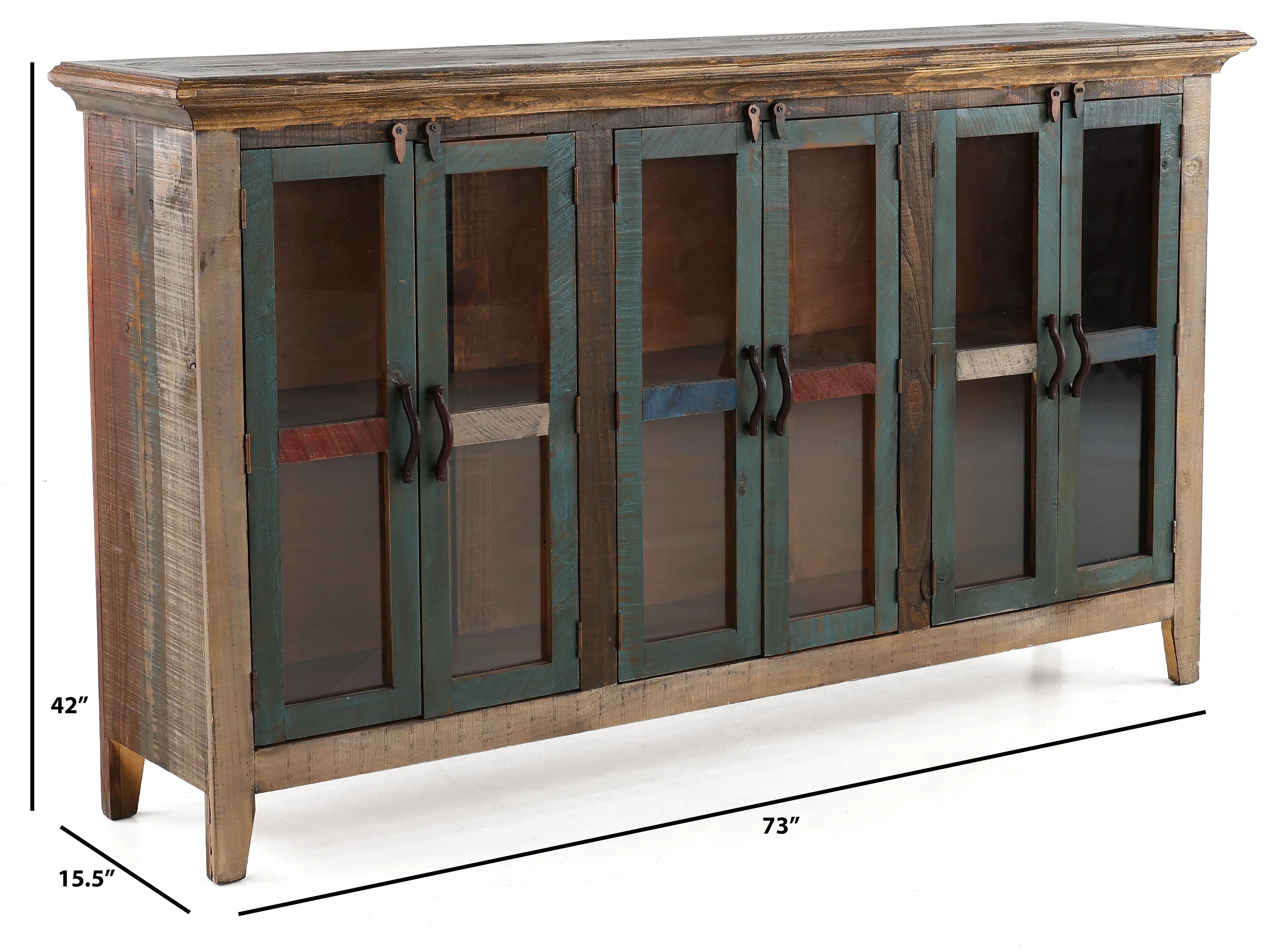 Antique Multi Colored Pine Console-3