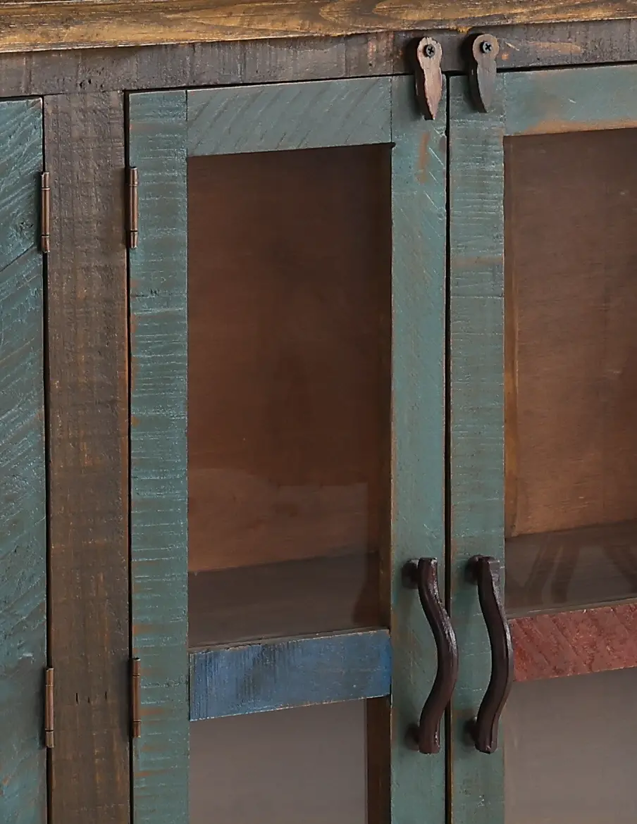 Antique Multi Colored Pine Console-4