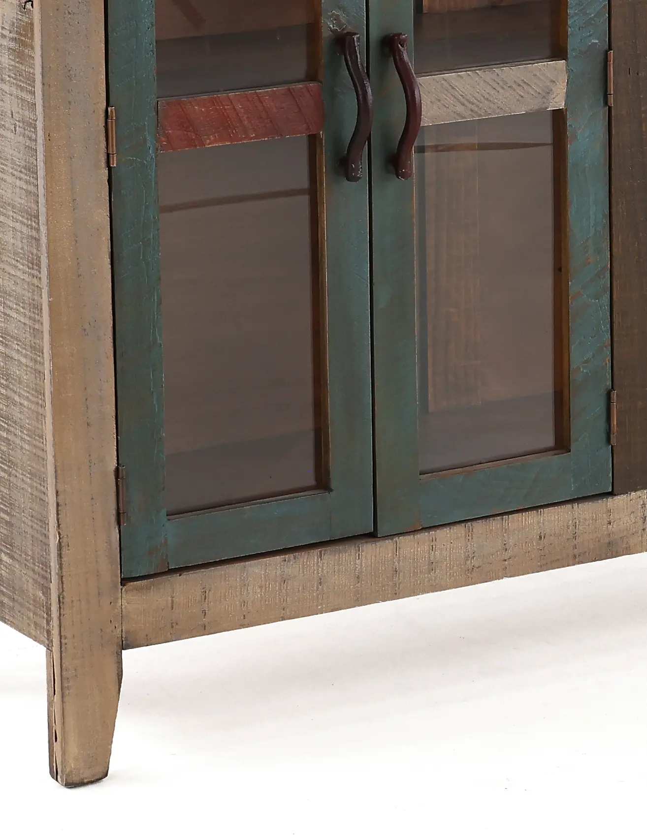 Antique Multi Colored Pine Console-5