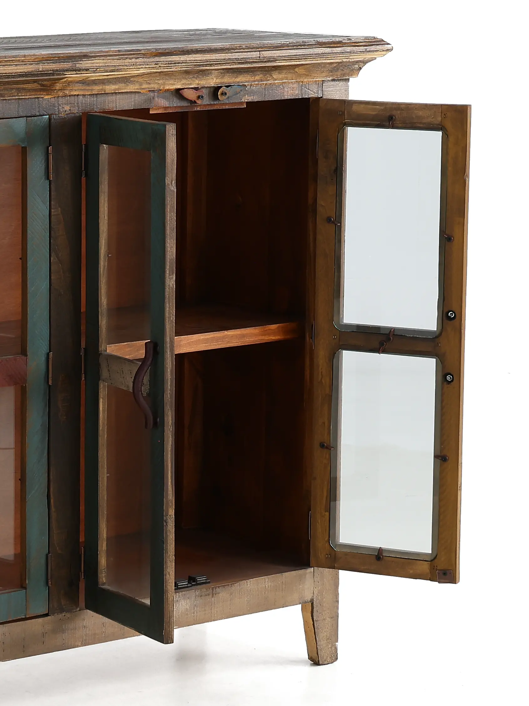 Antique Multi Colored Pine Console-6