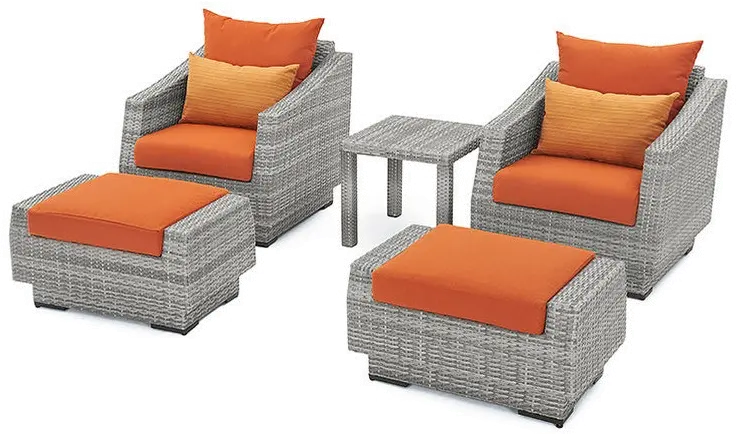 Cannes Tikka Orange 5 Piece Wicker Patio Set-1