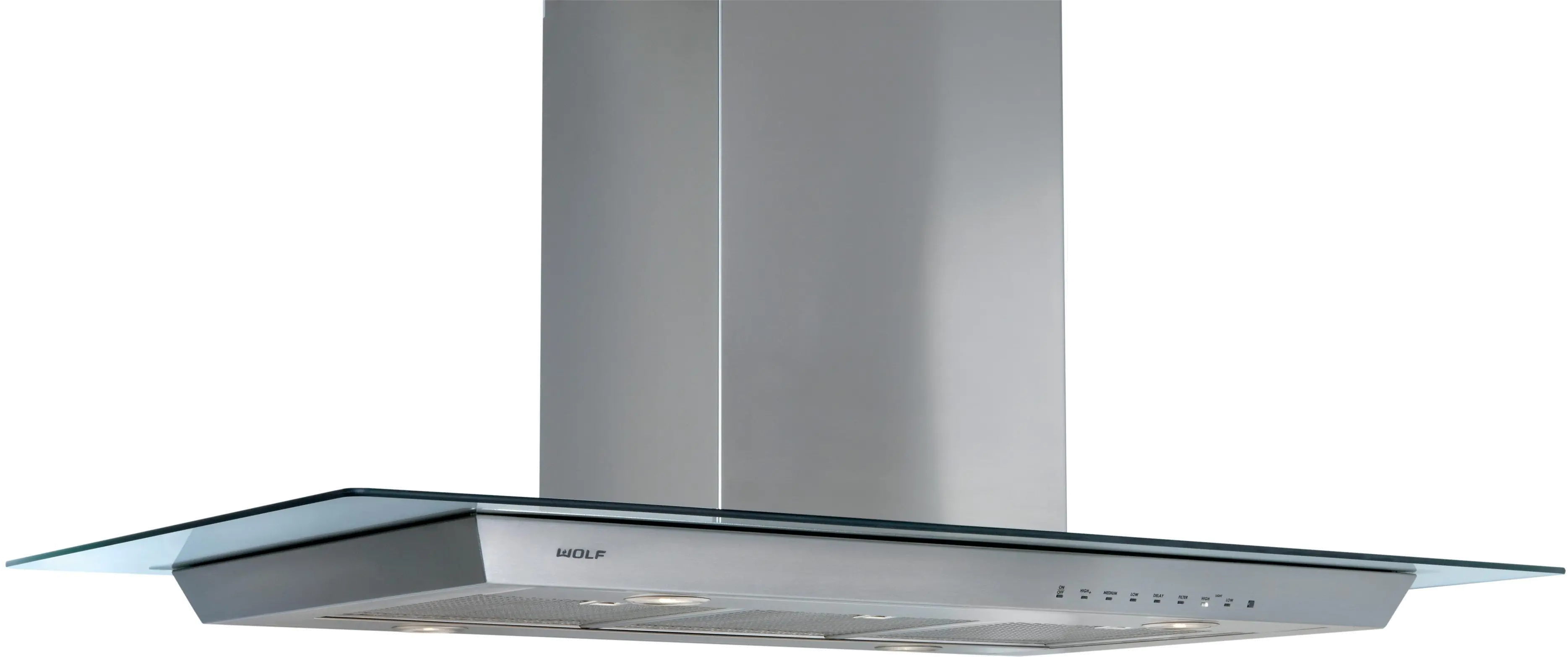 VI45G Wolf 45 Inch Cooktop Island Hood - Glass and Stainless Steel-1