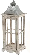 18 Inch Distressed White Lantern