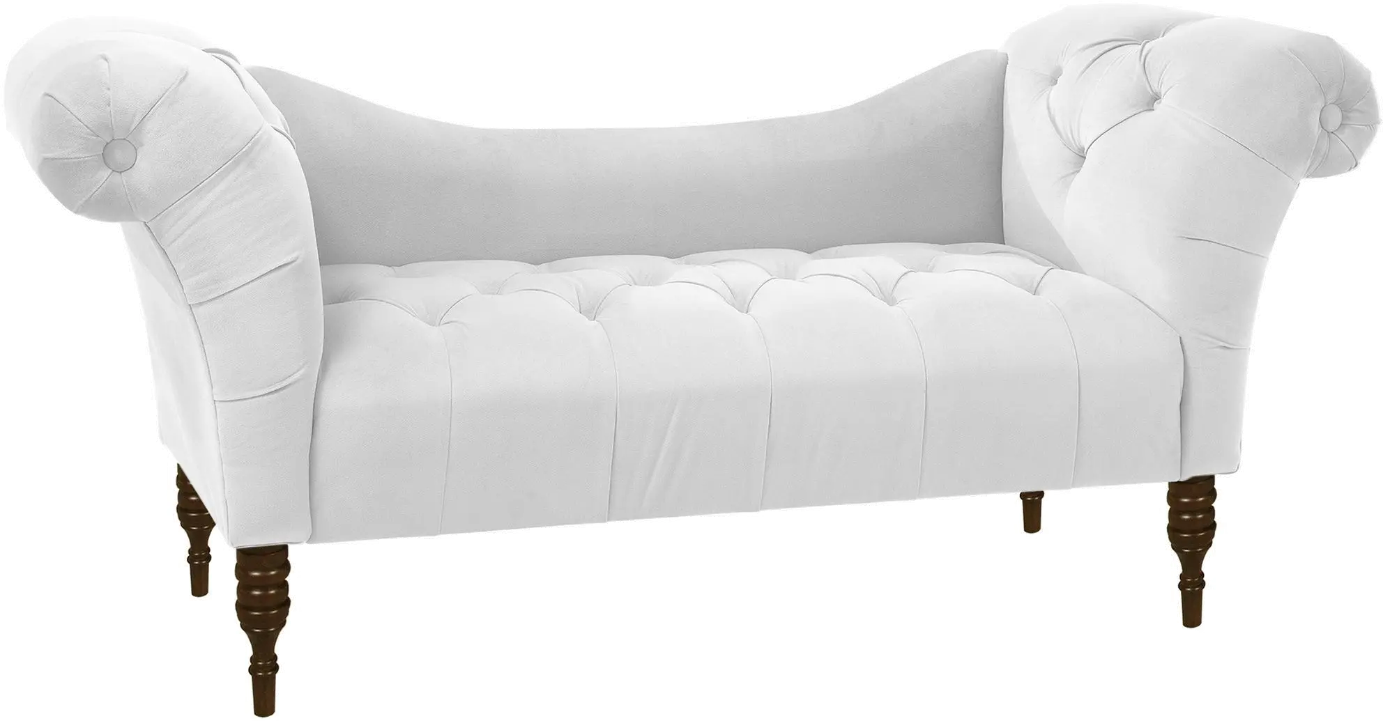 6006ESPVLVWHT Silvia Traditional Velvet White Tufted Lounge Chaise-1