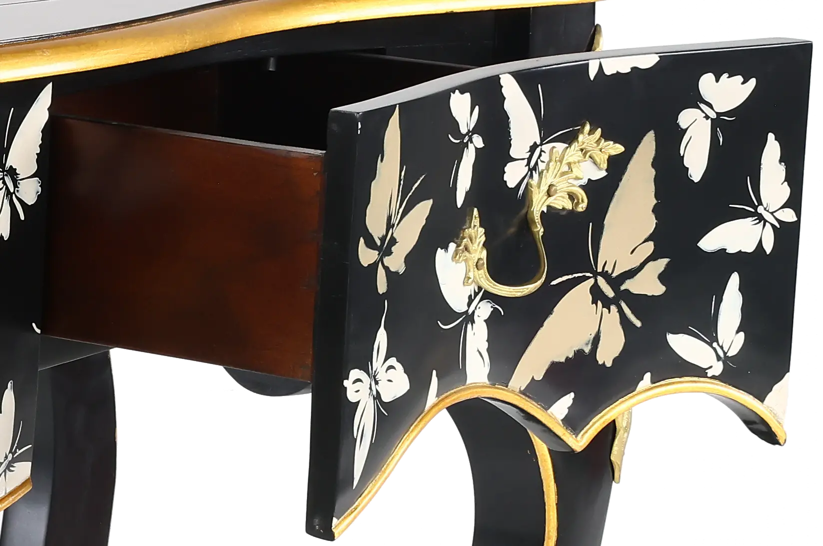 Black and Gold Console Table with Burnished Gold Accents-4