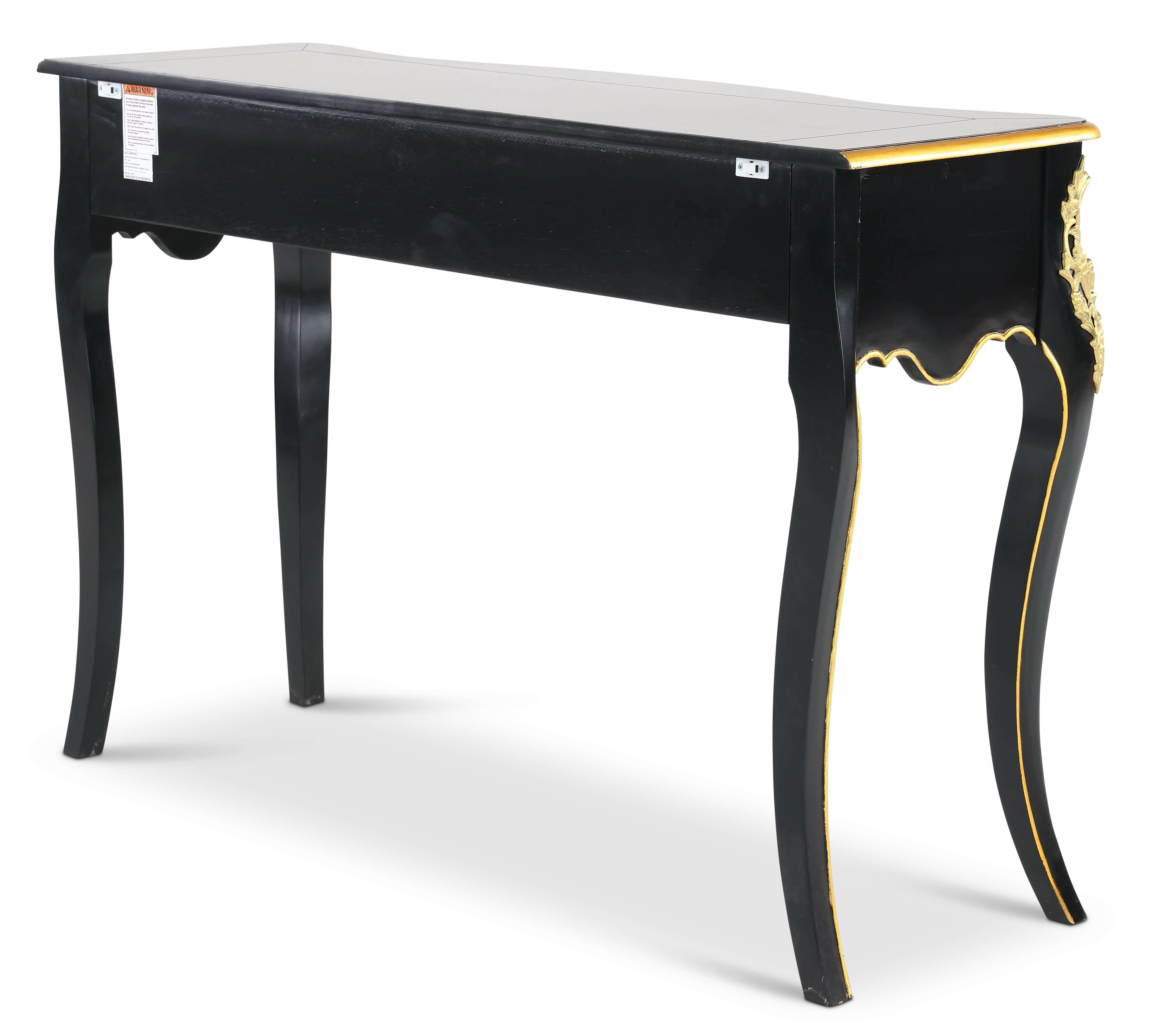 Black and Gold Console Table with Burnished Gold Accents-7