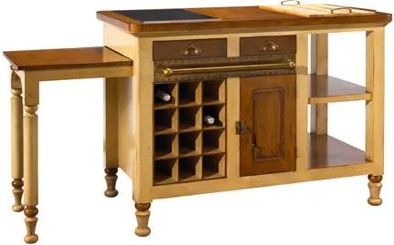 Ivory, Beige and Light Cherry Gourmet Kitchen Island-1
