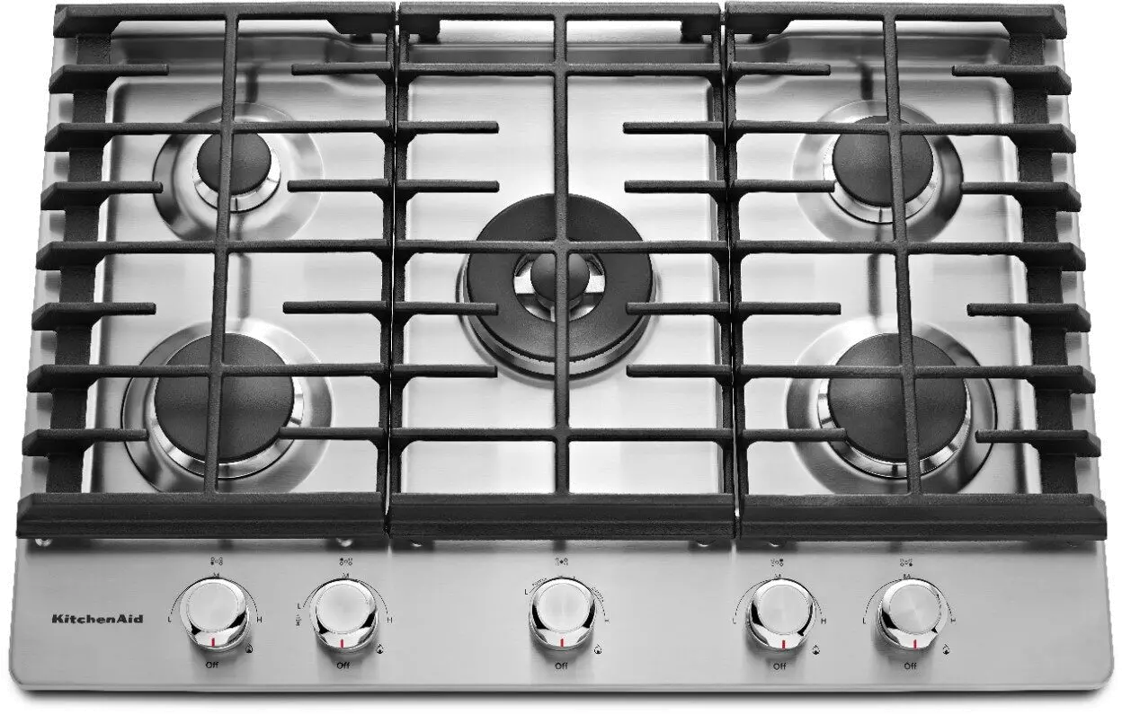 KCGS550ESS KitchenAid 30 Inch Gas Cooktop with 5 Burners - Stainless Steel-1