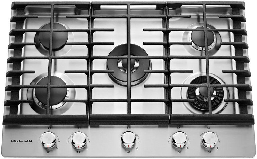 KitchenAid 30 Inch Gas Cooktop with Removable Griddle - Stainless Steel