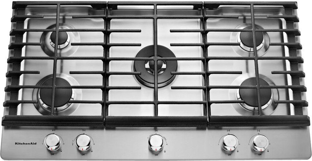 KitchenAid 36 Inch Gas Cooktop with 5 Burners - Stainless Steel