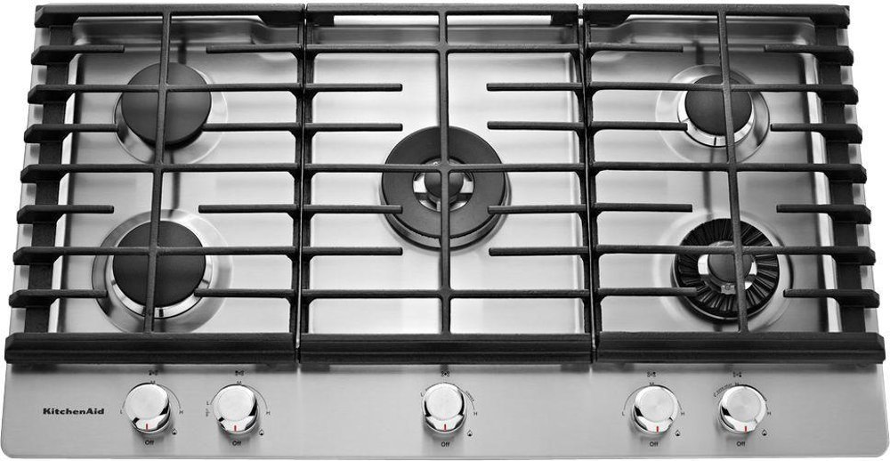 KitchenAid 36 Inch Gas Cooktop with Removable Griddle - Stainless Steel