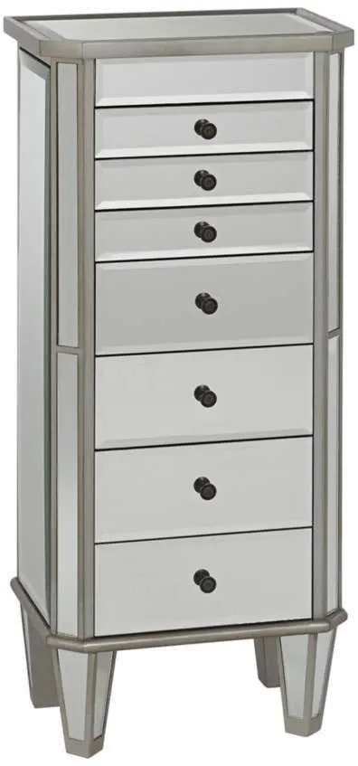 Silver and Mirrored Jewelry Armoire-1
