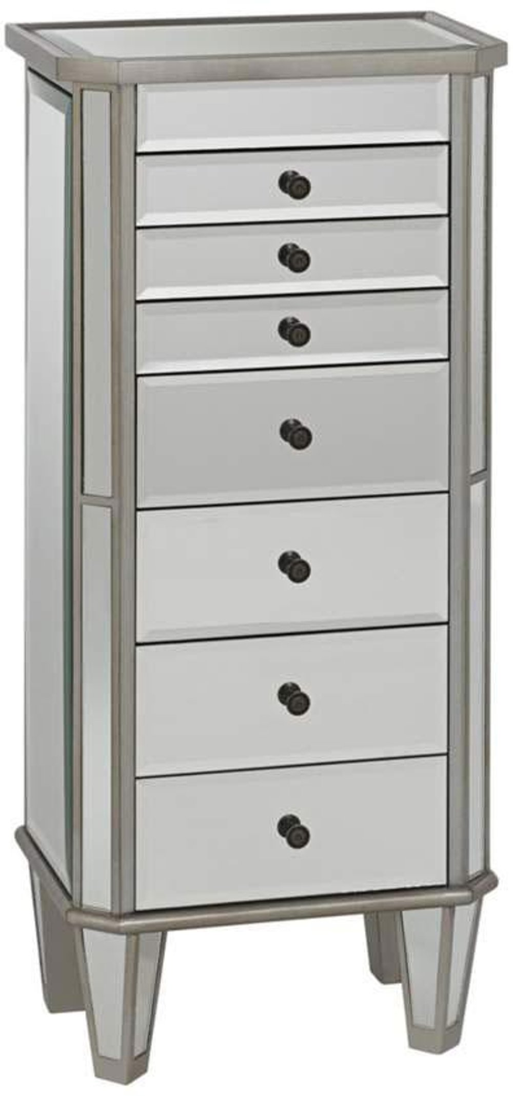 Silver and Mirrored Jewelry Armoire