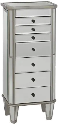 Silver and Mirrored Jewelry Armoire