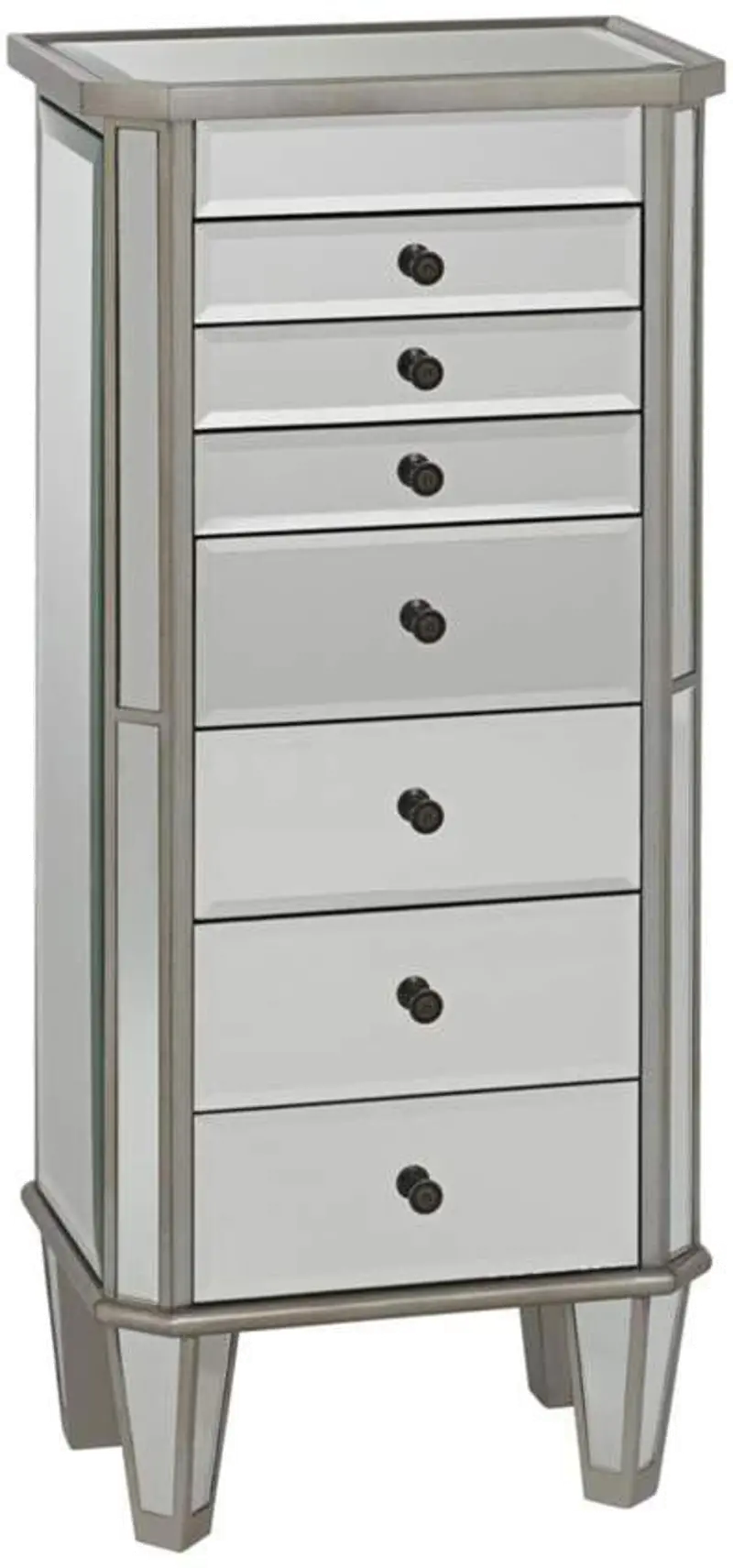 Silver and Mirrored Jewelry Armoire