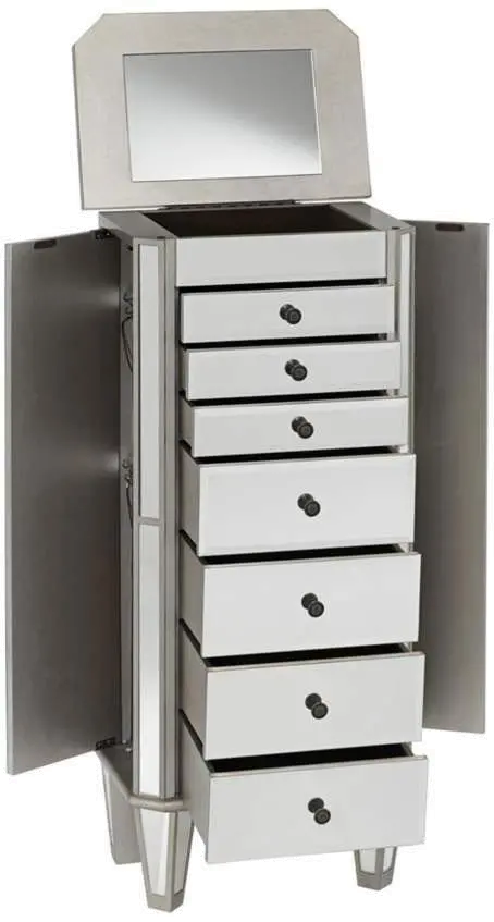 Silver and Mirrored Jewelry Armoire-3
