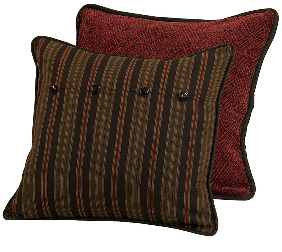 Brown and Red Stripe Euro Sham with Reversible Geometric Pattern-1