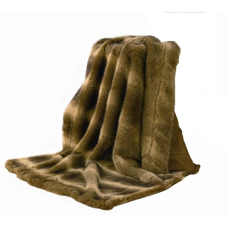 Gray-Toned Faux Wolf Fur Throw-1