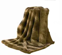 Gray-Toned Faux Wolf Fur Throw
