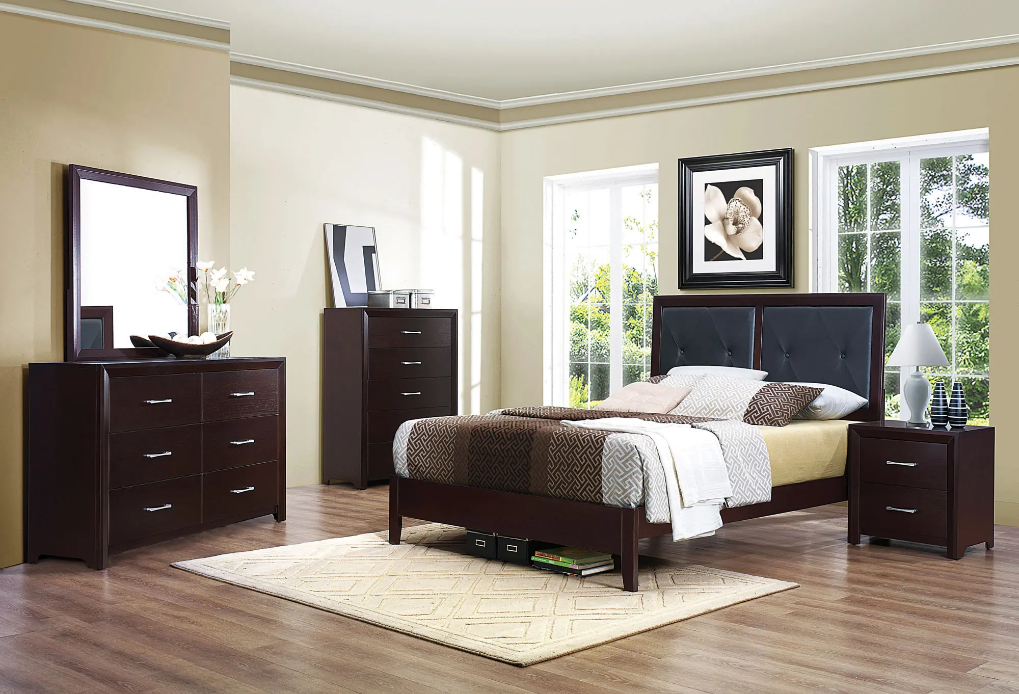 Edina Espresso Brown 4 Piece Queen Bedroom Set-1