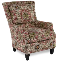Loren Red and Green Poppy Accent Chair