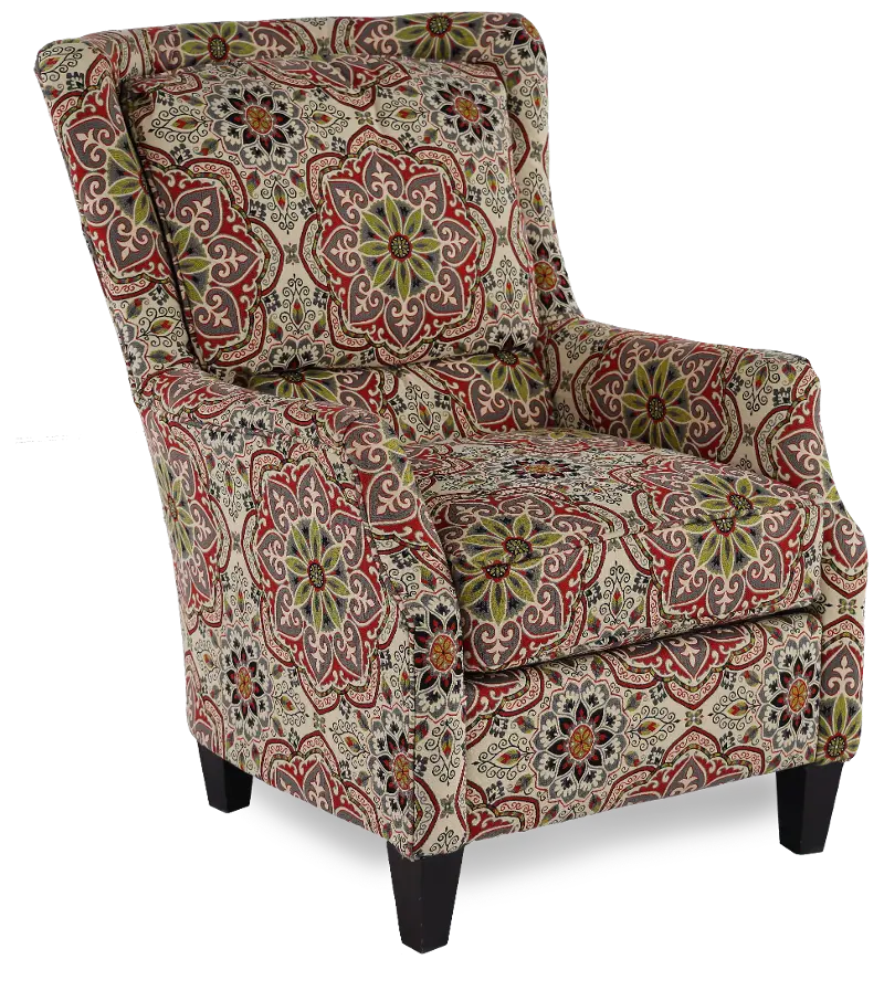 Loren Red and Green Poppy Accent Chair