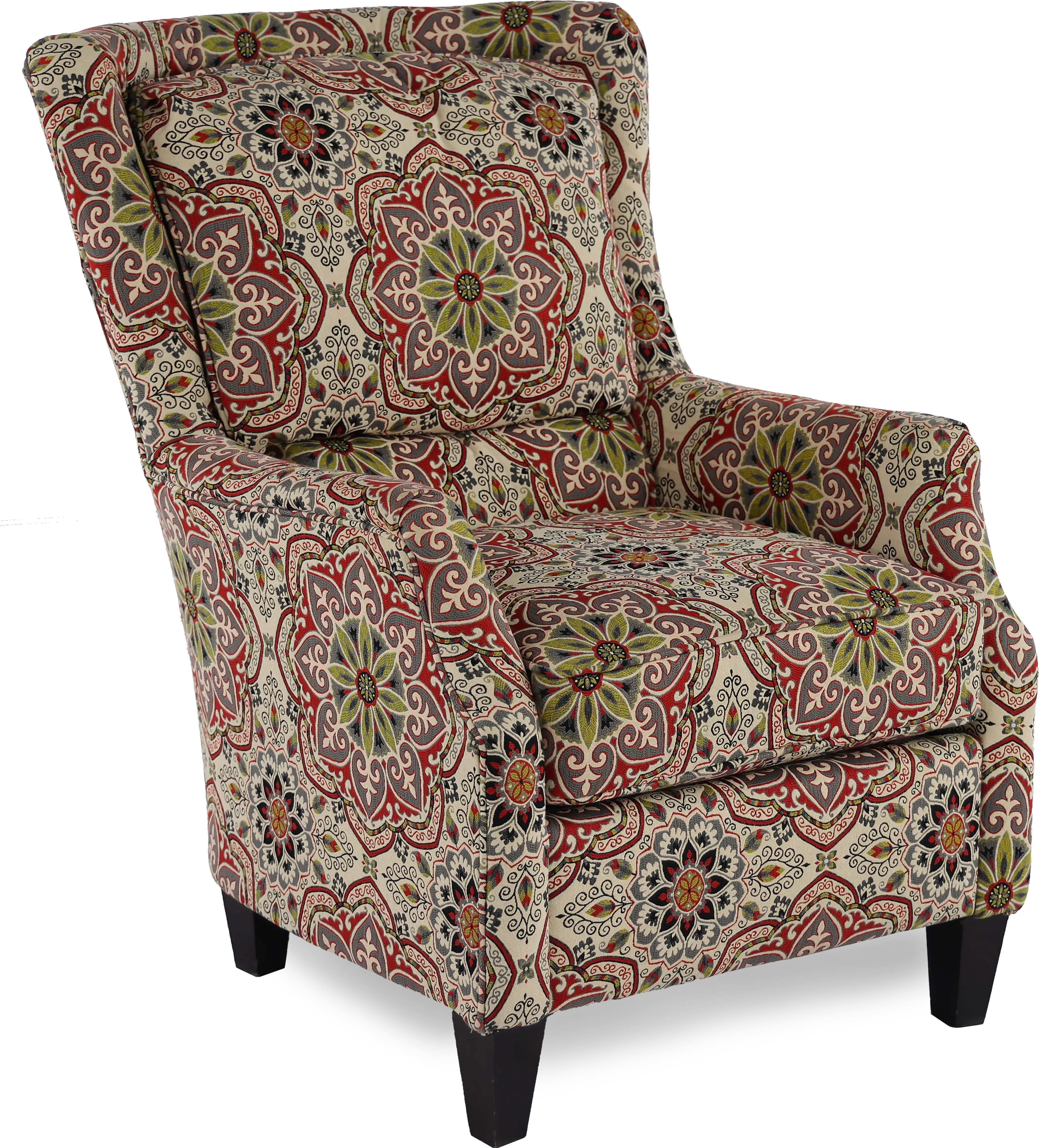 Loren Red and Green Wing Chair-1