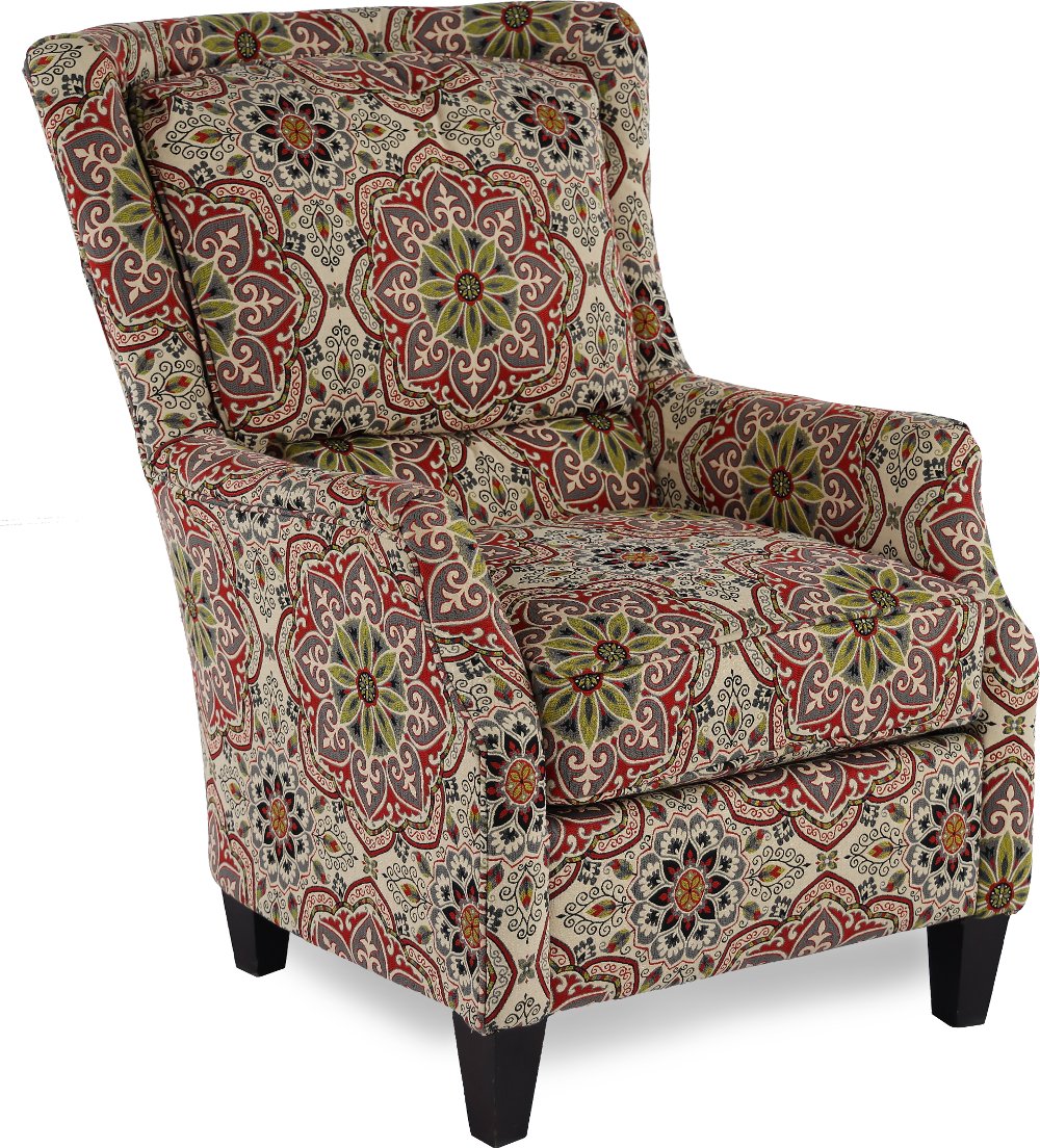 Loren Red and Green Wing Chair