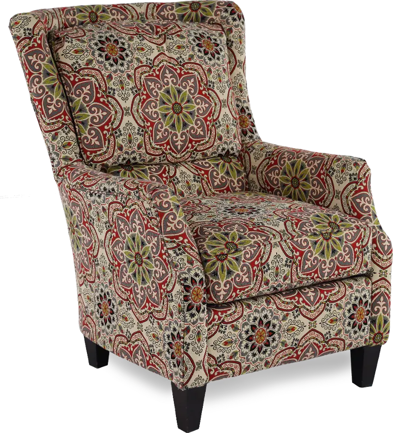 Loren Red and Green Wing Chair