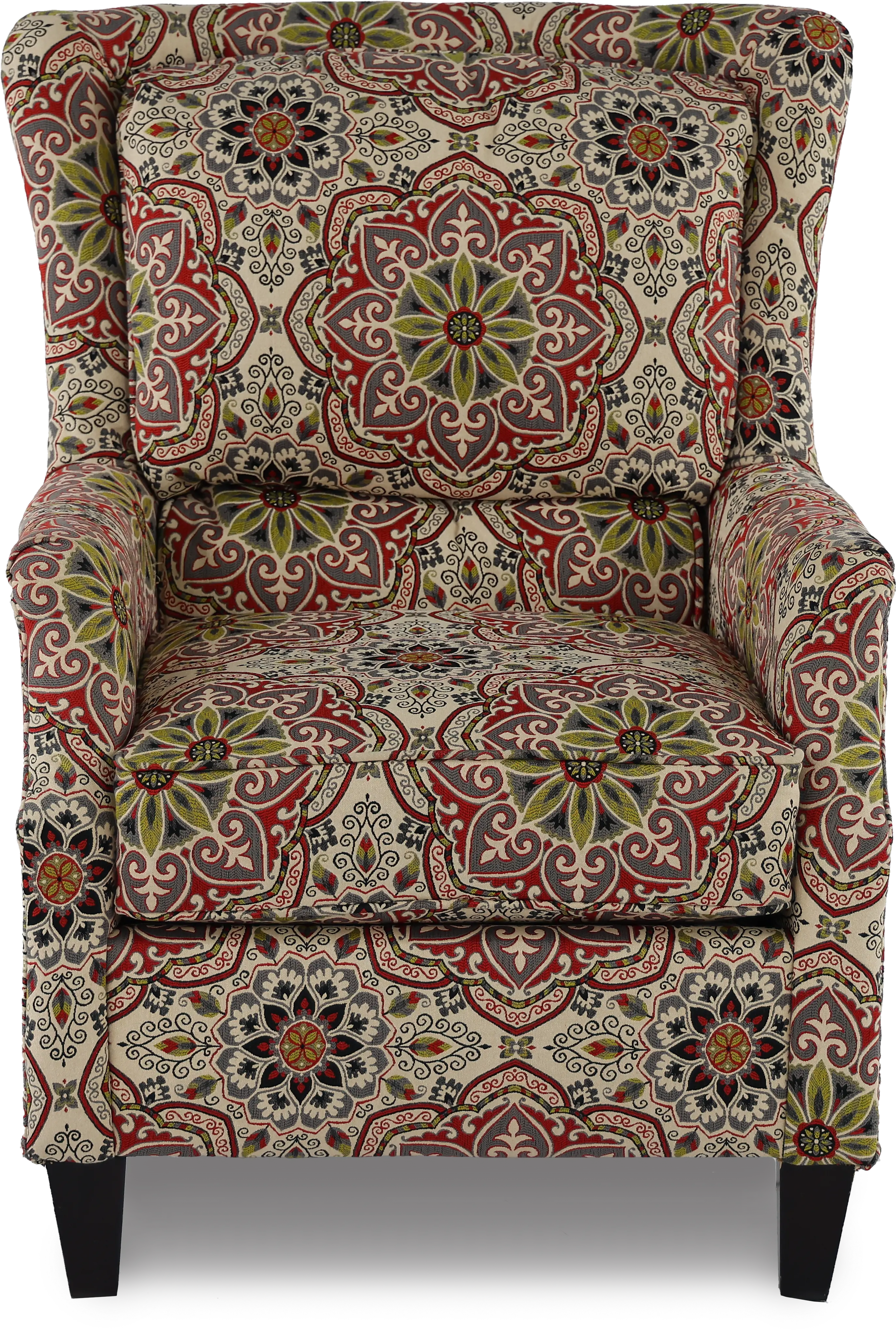 Loren Red and Green Wing Chair-4