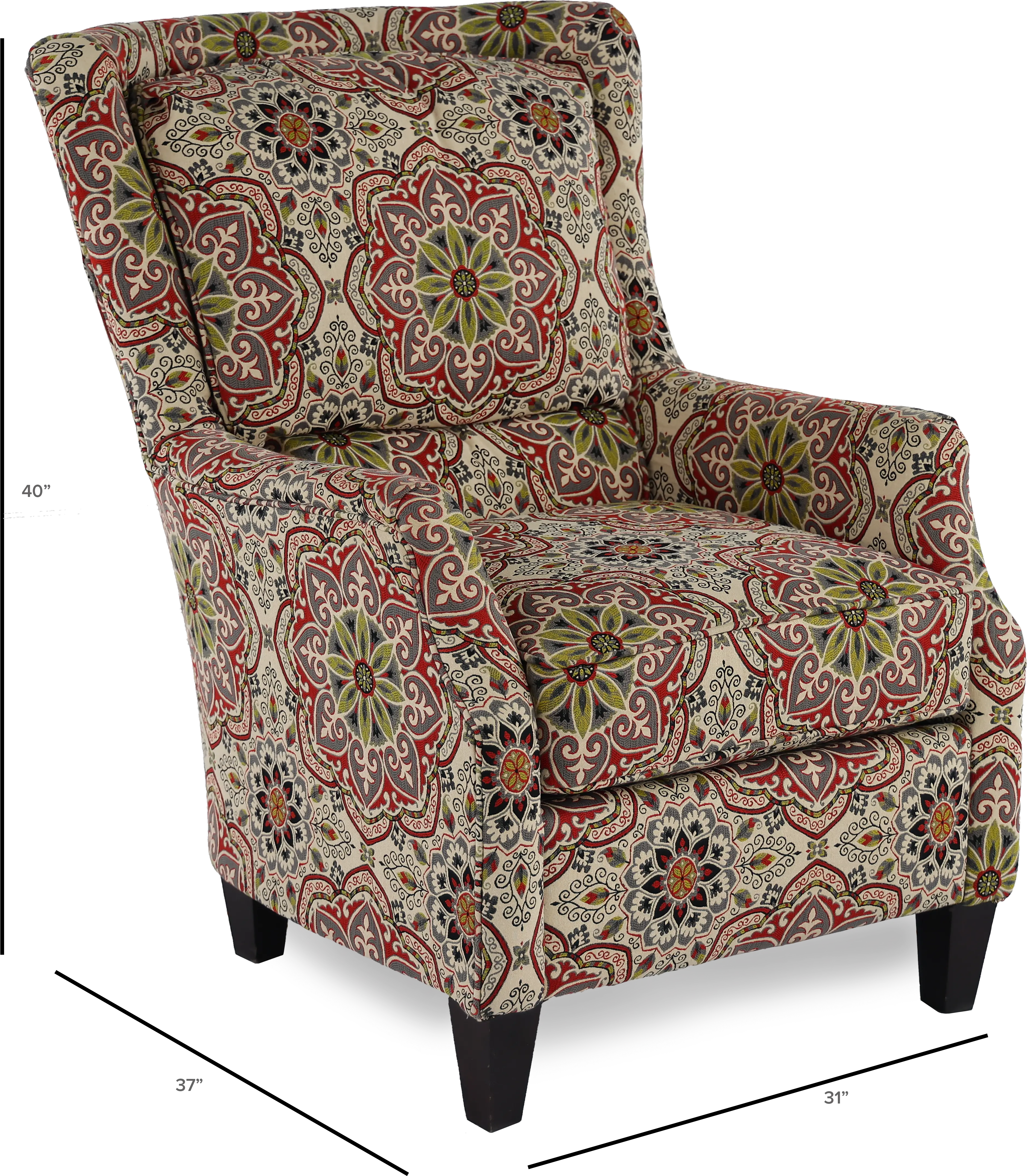 Loren Red and Green Wing Chair-3