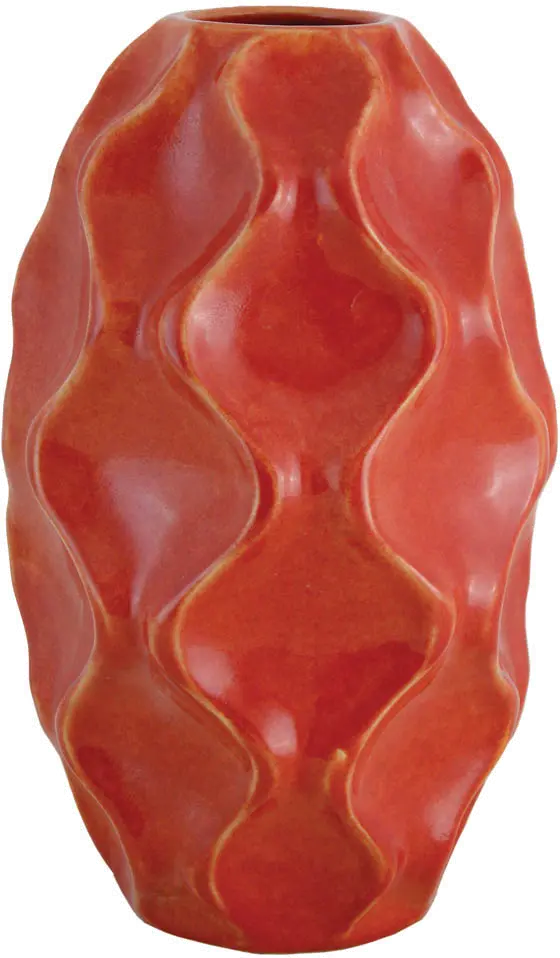 17 Inch Red-Orange Tall Ceramic Vase-1