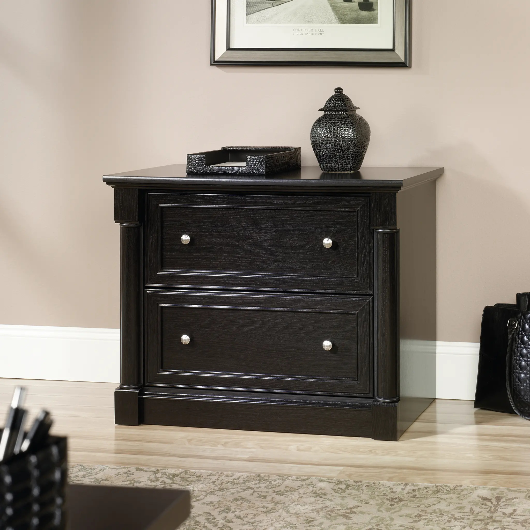 Black Oak 2 Drawer Lateral File Cabinet - Padillia-1