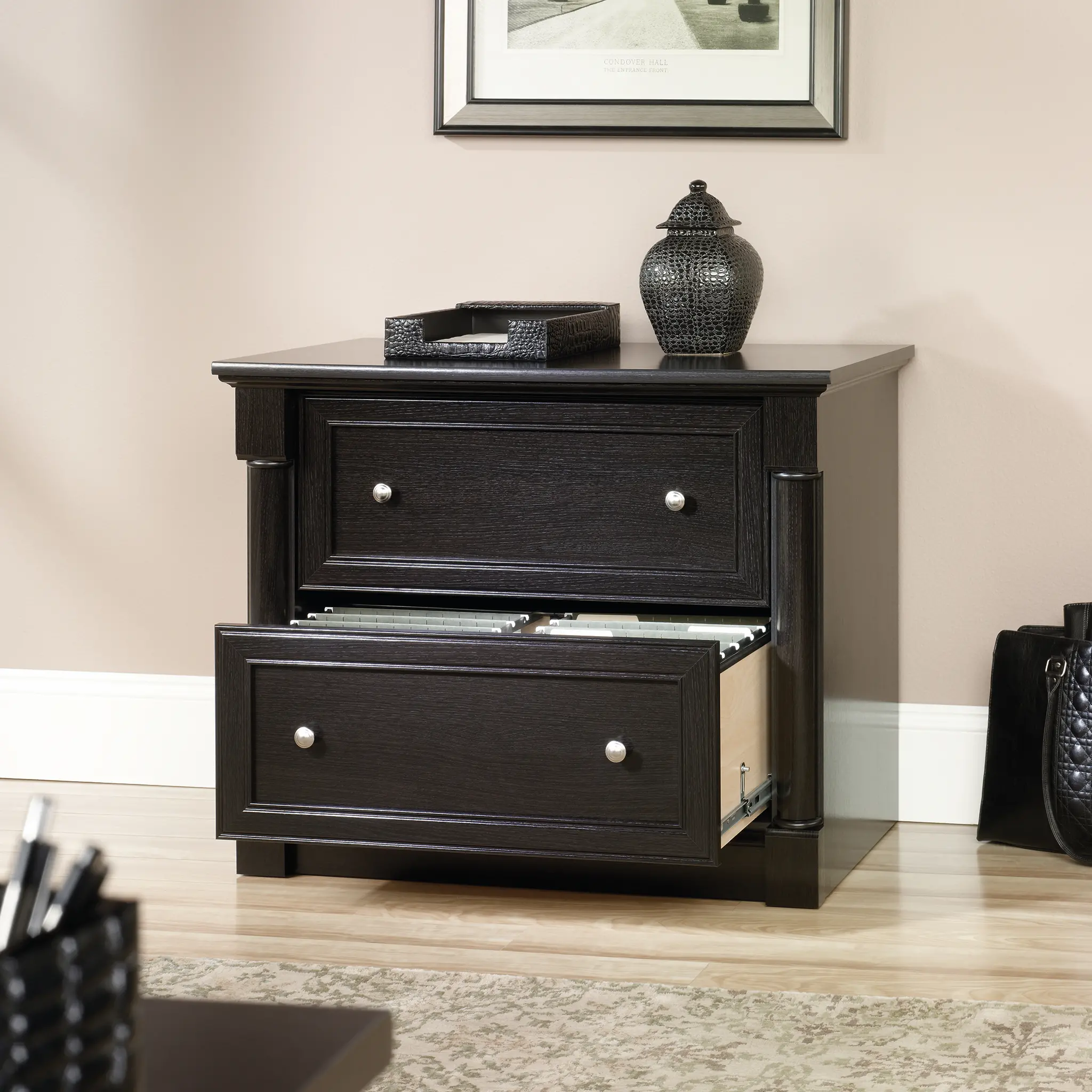 Black Oak 2 Drawer Lateral File Cabinet - Padillia-2